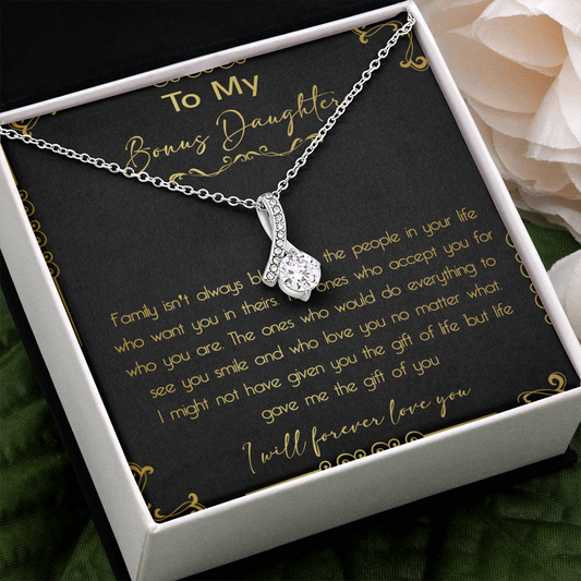44B To My Bonus Daughter Necklace, Daughter Necklace, Gift Birthday, I Love You