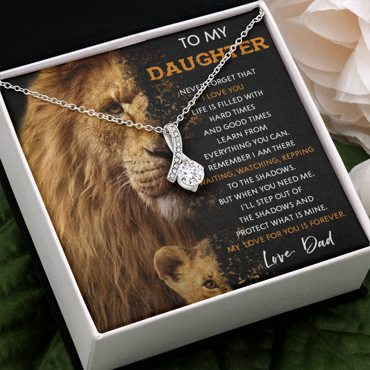 N377B To My Daughter Necklace, Gift For Daughter From Dad, Daughter And Father Lion
