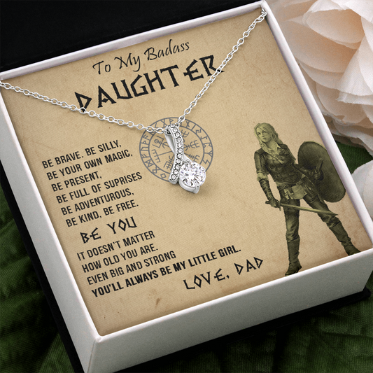 20B Viking Necklace Gift for Badass Daughter, Necklace Gift for Her From Viking Dad