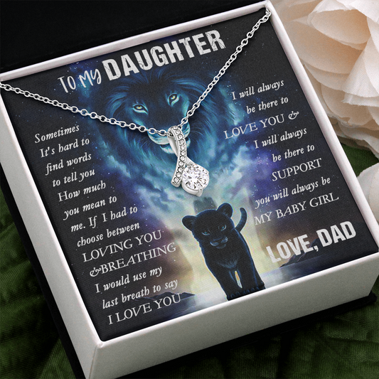 14B To my Lion Daughter Necklace, Lion Dad Gift for Daughter, My Baby Girl Necklace