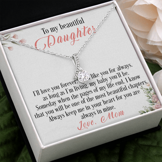 31B To My Beautiful Daughter Love Knot Necklace, I Love You, Gift For Daughter