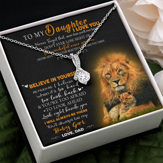 8B To My Daughter Necklace, Gift for Her/Women, Love You Daughter Lion Dad Necklace