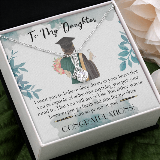 405B To My Daughter Necklace, Congratulations Gift 2022, Graduation Necklace Daughter