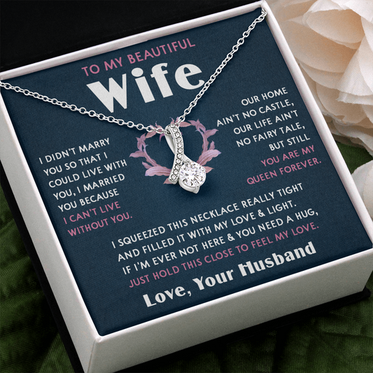 423B To My Beautiful Wife Necklace, Wife Necklace Gift from Husband, Mothers Day Gift