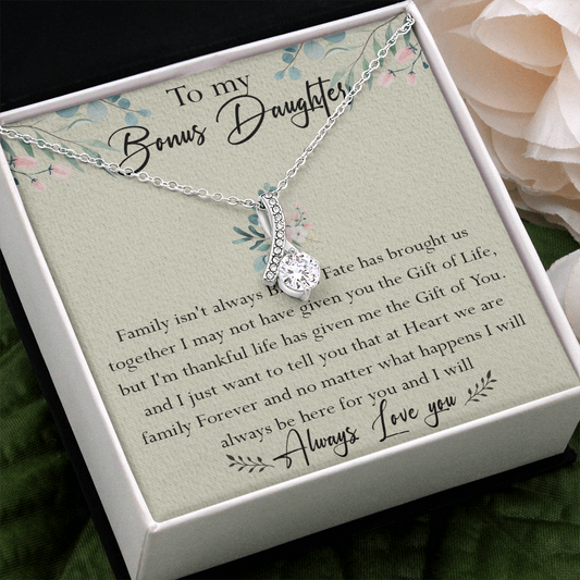 39B To My Bonus Daughter Necklace Family Isn't Always Blood Gift for Bonus Daughter