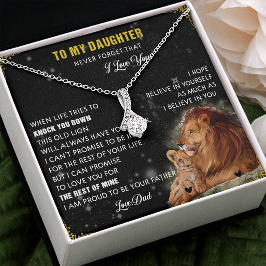 N354B To My Daughter Necklace, Gift For Daughter From Dad, Daughter Father Lion