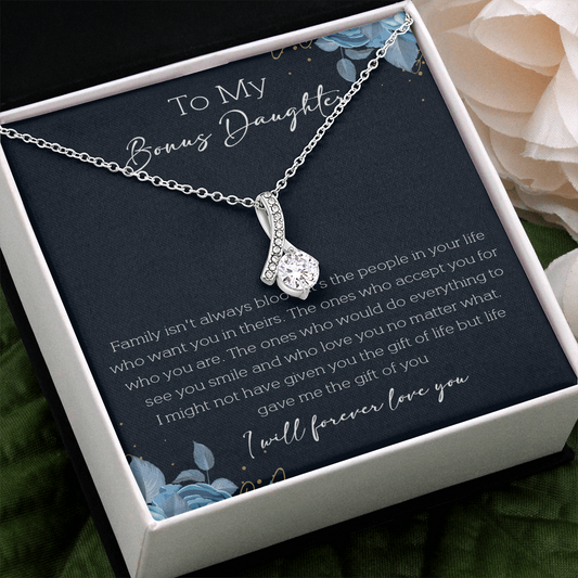 21B Cute Necklace To My Bonus Daughter, Necklace Gift for Her, Daughter From Mom Dad