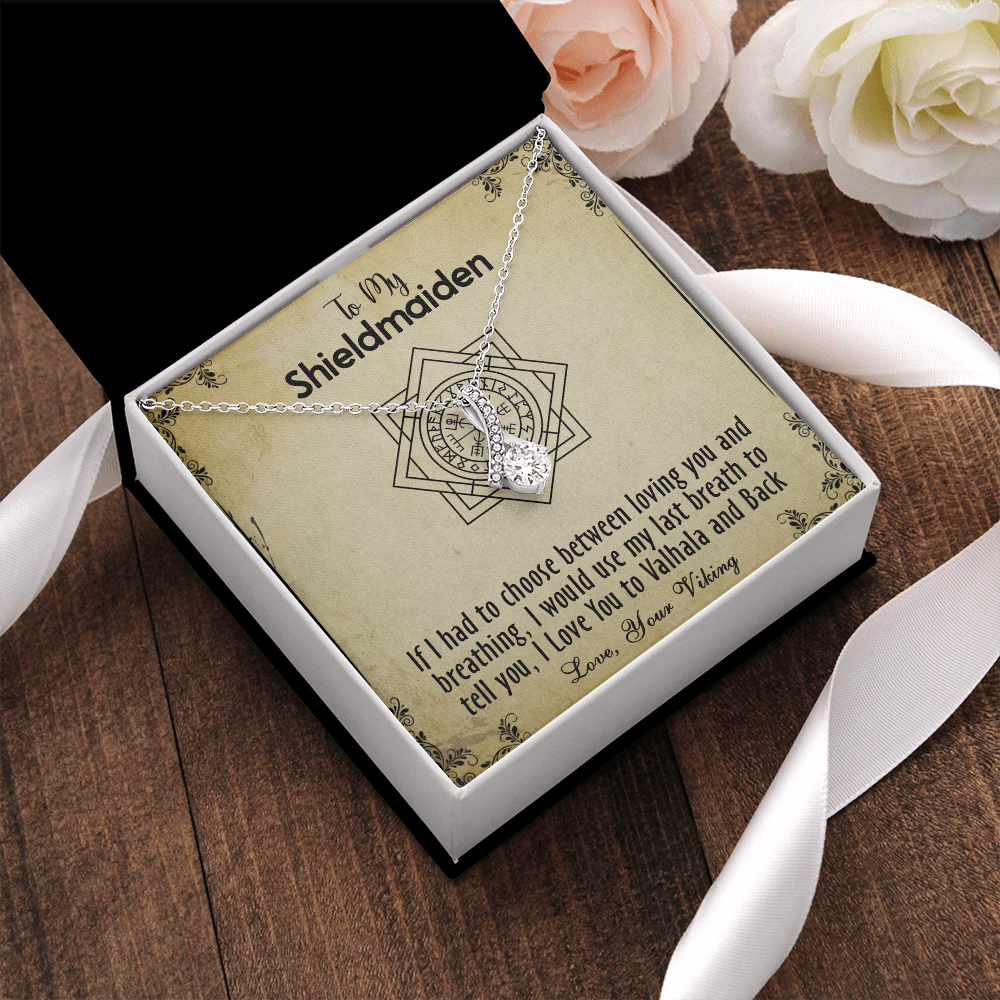424B To my Shieldmaiden Necklace, Gift for Wife Necklace, Viking Style Necklace