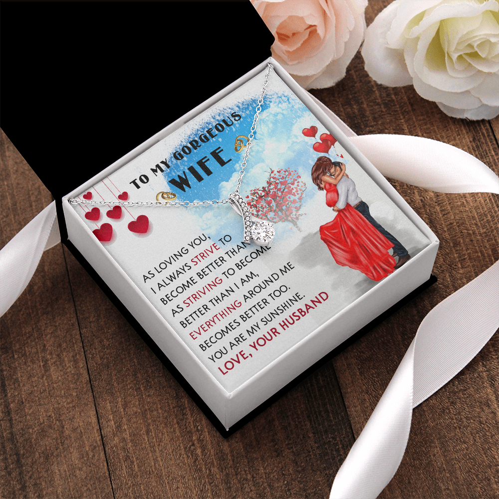 252B Necklace To My Gorgeous Wife, Love Gift for Her From Husband, Couple Necklace