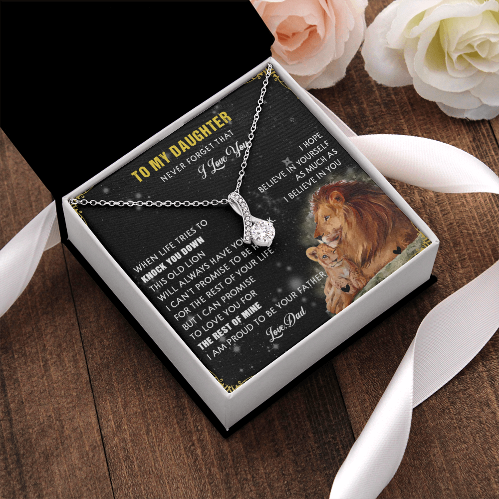 N354B To My Daughter Necklace, Gift For Daughter From Dad, Daughter Father Lion