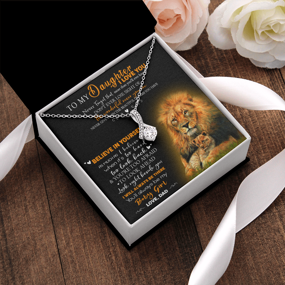 8B To My Daughter Necklace, Gift for Her/Women, Love You Daughter Lion Dad Necklace
