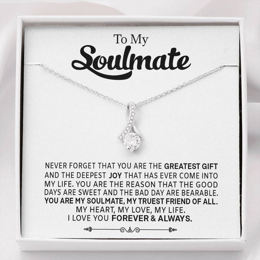 To My Soulmate Necklace Alluring Cubic Zirconia Pendant Gift For Wife Girlfriend