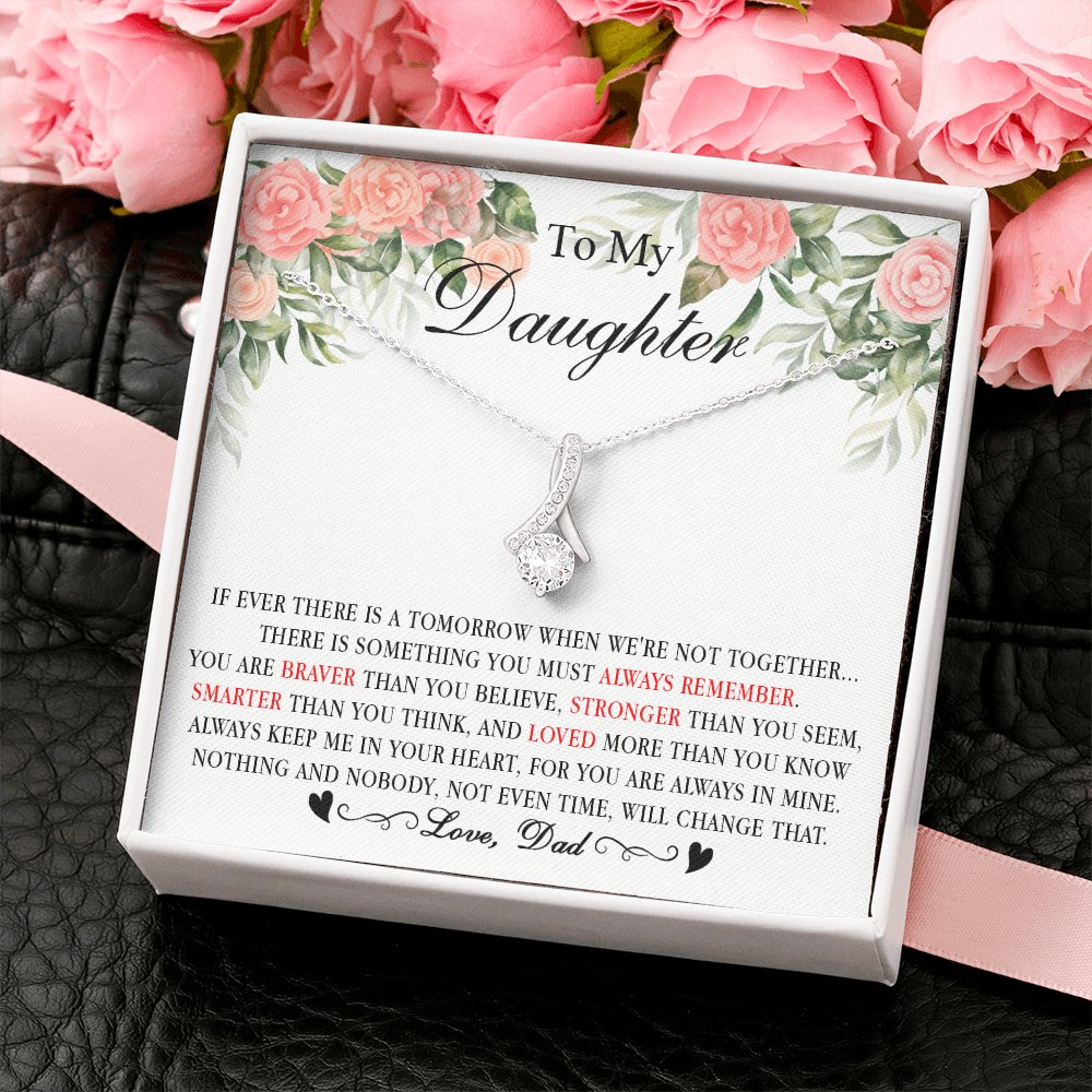2B Heart Necklace To My Daughter Cute Birthday Gift from Dad for Beautiful Daughter