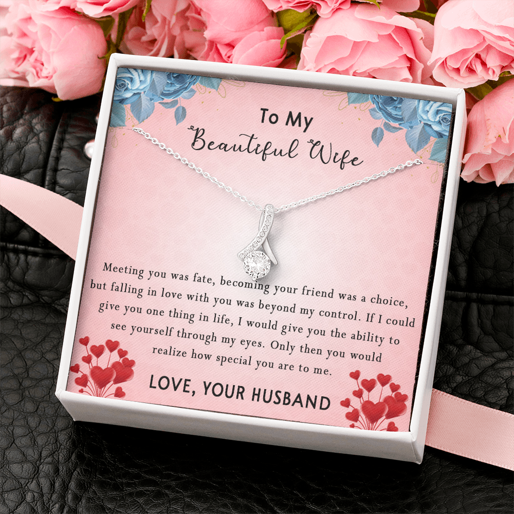 183B Women Necklace To my Beautiful Wife, Valentine Perfect Gift from Husband
