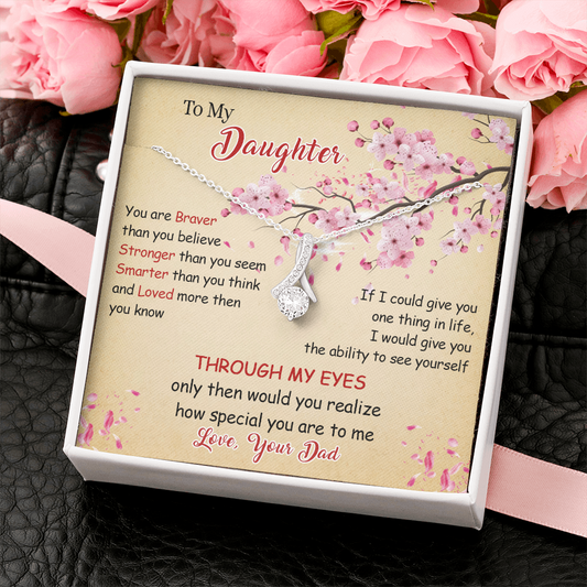 N366B To My Daughter Forever Love Heart Necklace, Birthday gift for Daughter from Dad