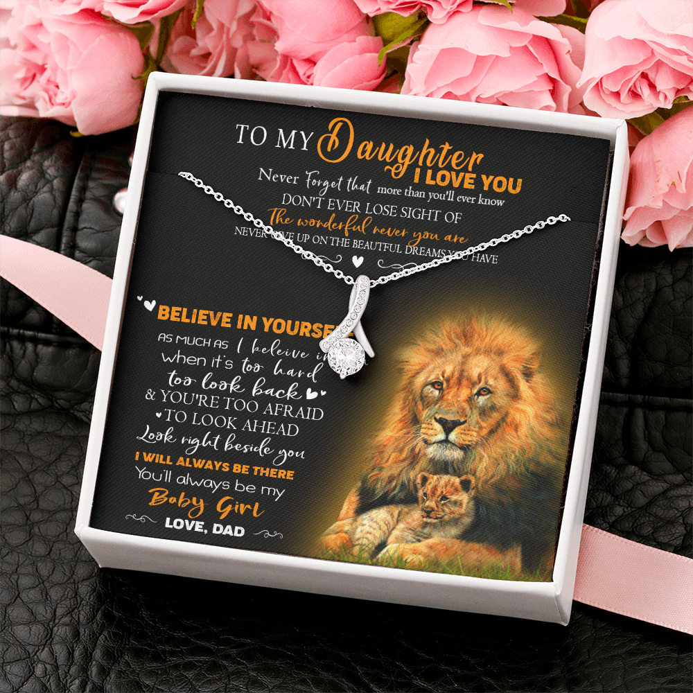 8B To My Daughter Necklace, Gift for Her/Women, Love You Daughter Lion Dad Necklace