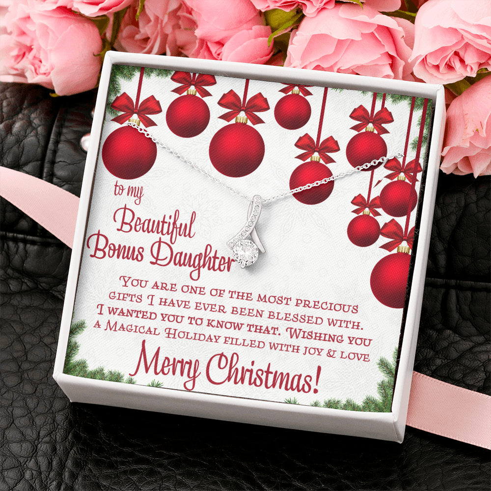 To My Bonus Daughter Christmas Necklace Gift from Stepmom or Stepdad 467