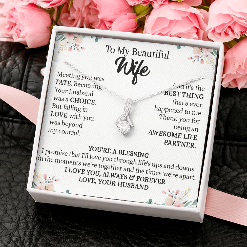 201B - To my Beautiful Wife, Wife Necklace Gift from Husband, Valentine's Day Necklace