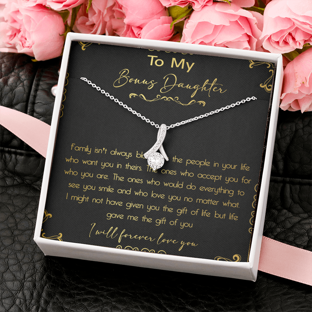 44B To My Bonus Daughter Necklace, Daughter Necklace, Gift Birthday, I Love You