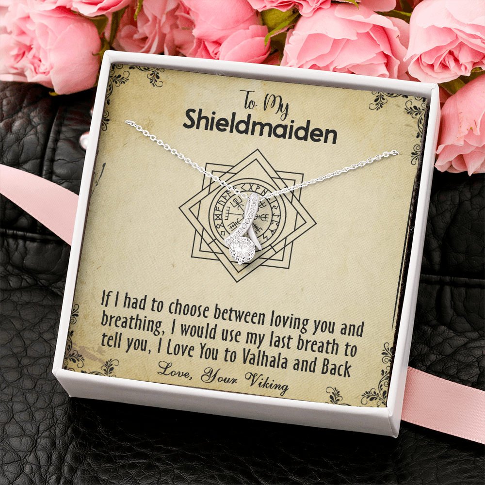 424B To my Shieldmaiden Necklace, Gift for Wife Necklace, Viking Style Necklace