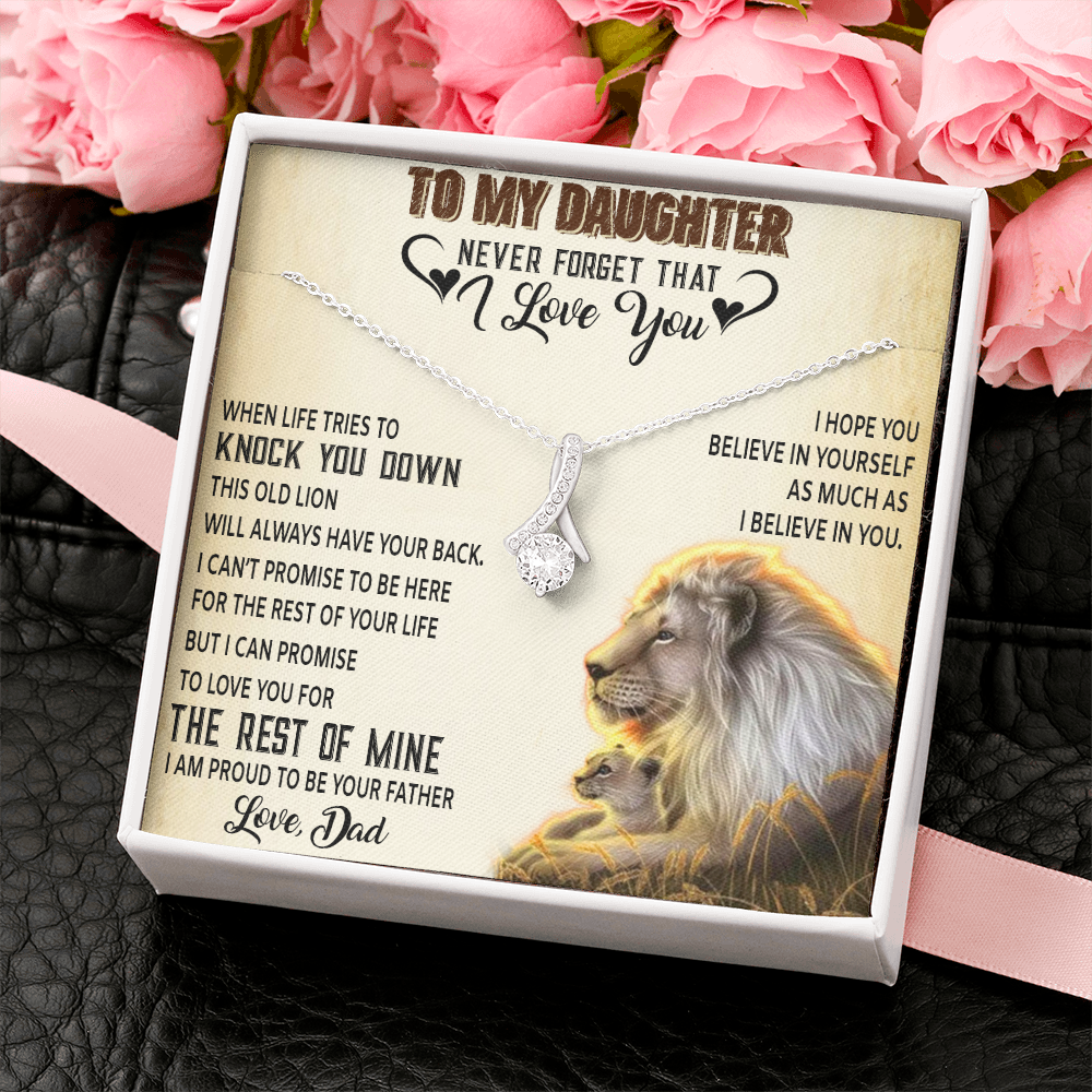 To My Daughter Necklace, Xmas Gift For Daughter From Dad, Daughter Father Lion 527