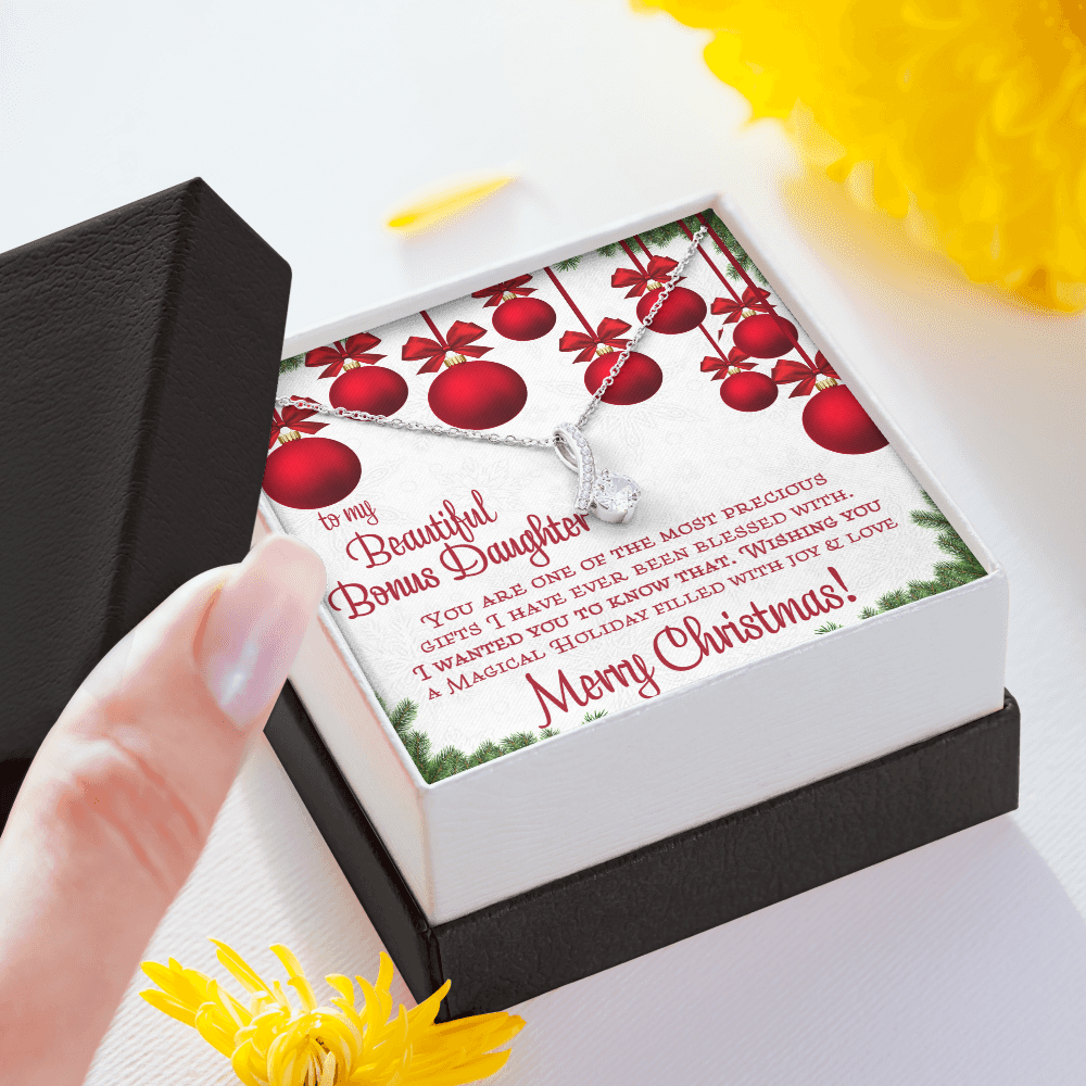 To My Bonus Daughter Christmas Necklace Gift from Stepmom or Stepdad 467
