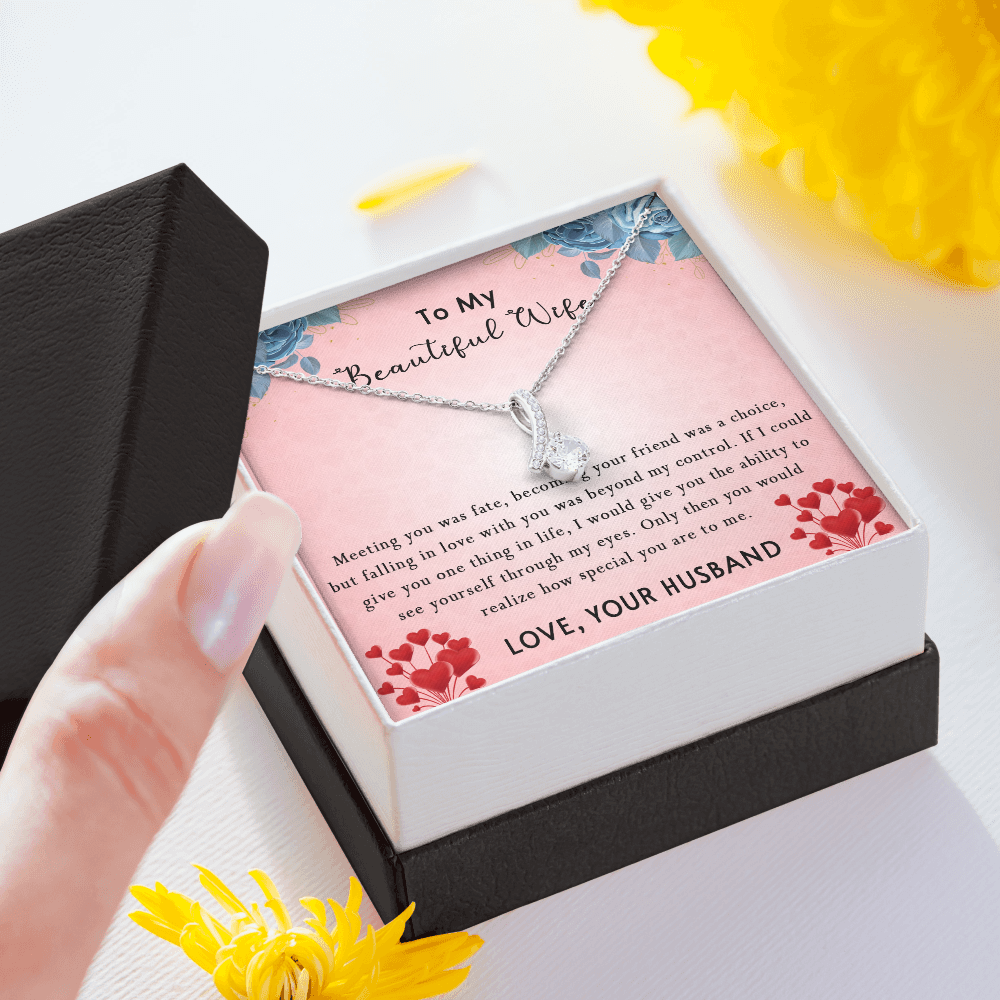 183B Women Necklace To my Beautiful Wife, Valentine Perfect Gift from Husband