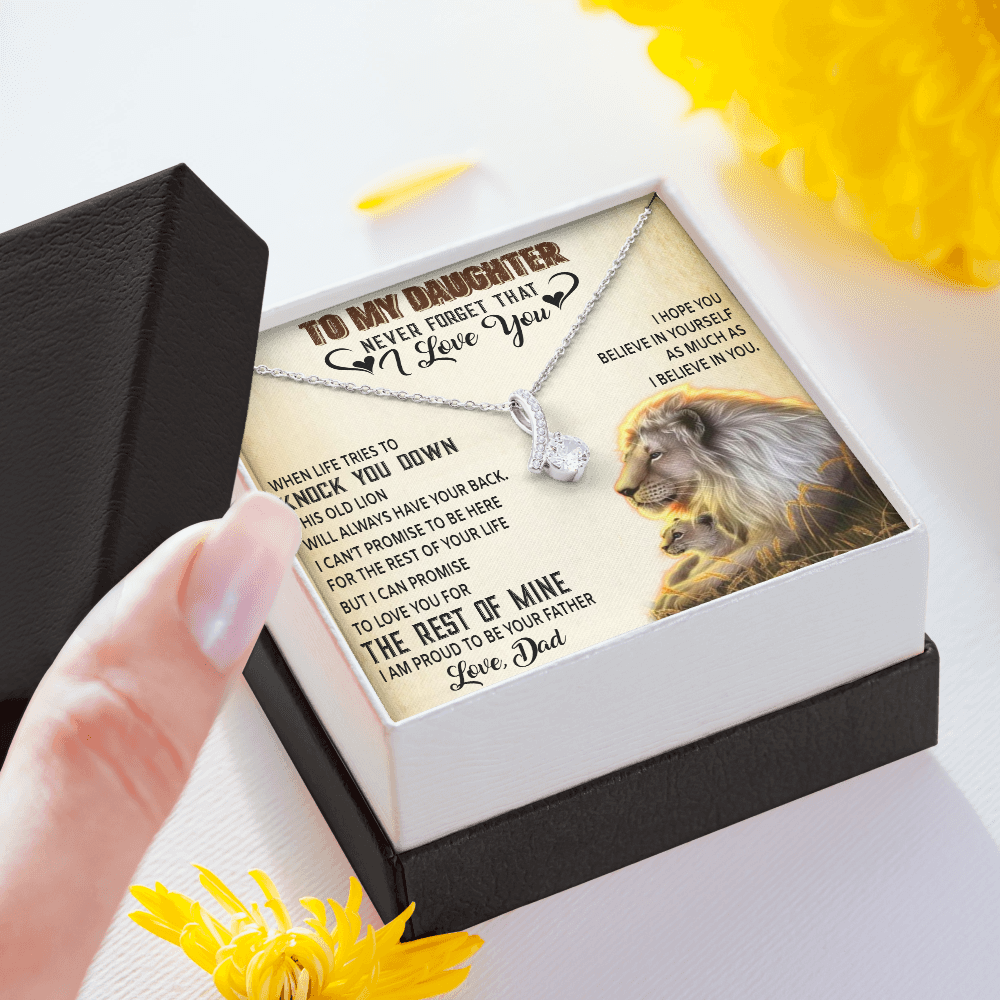 To My Daughter Necklace, Xmas Gift For Daughter From Dad, Daughter Father Lion 527