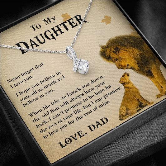 127B Necklace To My Daughter Lion, Daughter Birthday Gift, Lion Dad Necklace Gift