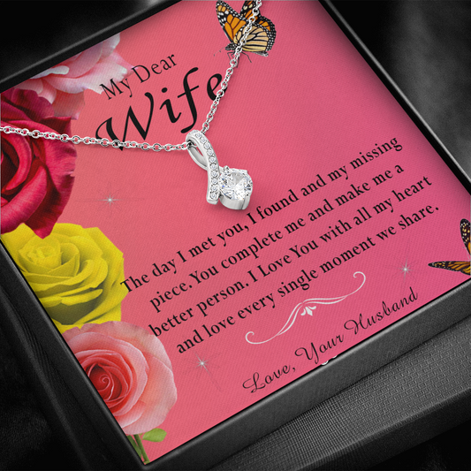 135B Necklace My Dear Wife, Necklace Gift for Wife From Husband, Birthday Gift