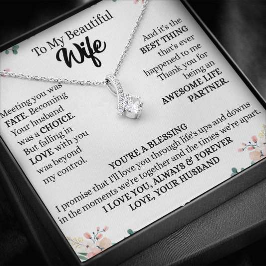 201B - To my Beautiful Wife, Wife Necklace Gift from Husband, Valentine's Day Necklace