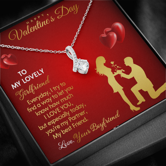 203B - Necklace To my Lovely Girlfriend, You Are My Life, Happy Valentine's Day Gift