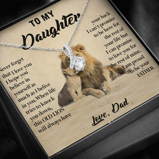 124B Necklace To My Daughter, Lion Daughter Birthday Gift from Lion Dad Necklace