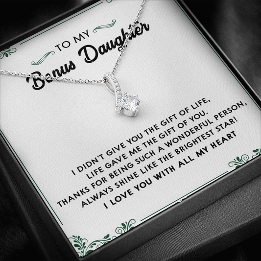 137B Perfect Gift for Bonus Daughter, Daughter Necklace, I Love You With All My Heart