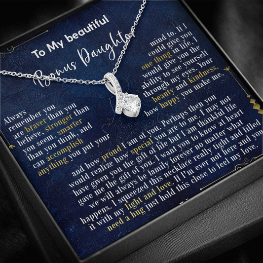 126B Necklace To My Beautiful Bonus Daughter, Daughter Birthday Gift, I Love Daughter