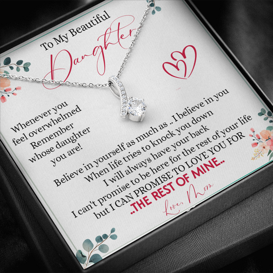 149B Necklace To My Beautiful Daughter, Daughter Birthday Gift from Mom, I Love You