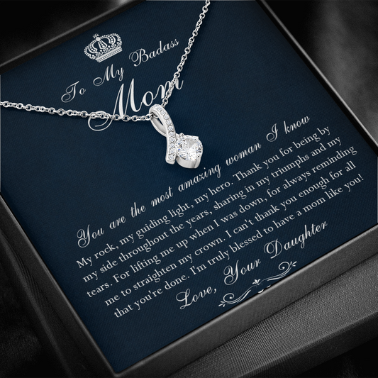142B Necklace To My Badass Mom, Amazing Woman Necklace, I Love Mom Gift From Daughter