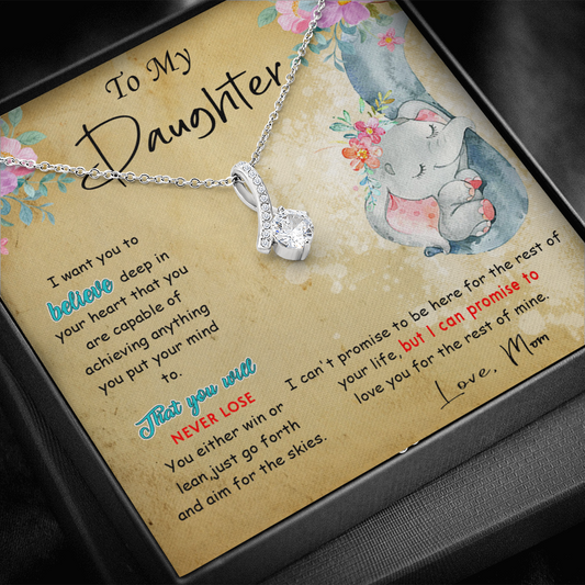 139B To My Daughter Necklace, Perfect Gift for Daughter From Elephant Mom, I Love You