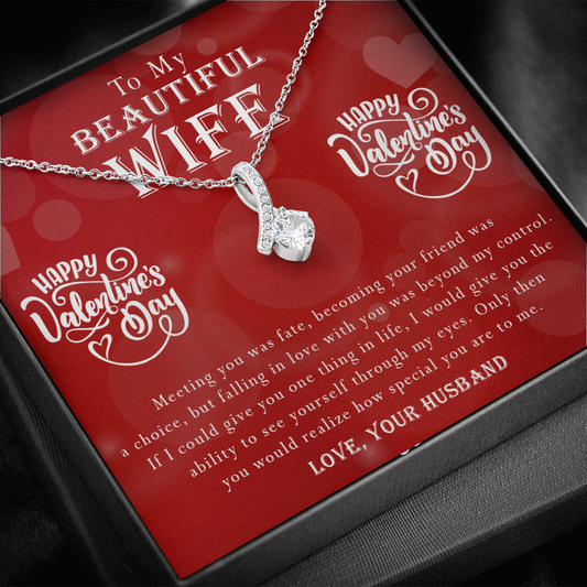 190B - To my Beautiful Wife, Necklace Gift for Wife, Women, Girl, Happy Valentine's Day