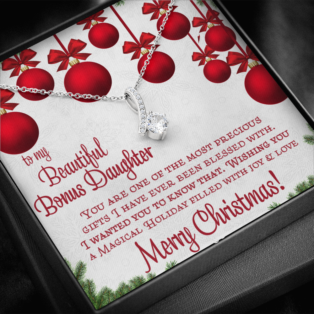 To My Bonus Daughter Christmas Necklace Gift from Stepmom or Stepdad 467