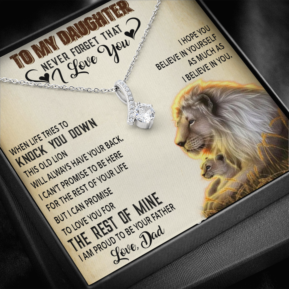To My Daughter Necklace, Xmas Gift For Daughter From Dad, Daughter Father Lion 527