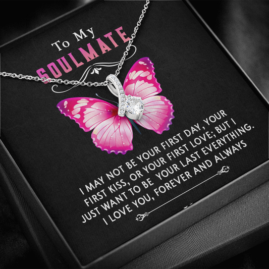 177B Necklace To My Soulmate, Butterfly Women Necklace, I LOVE YOU Forever & Always