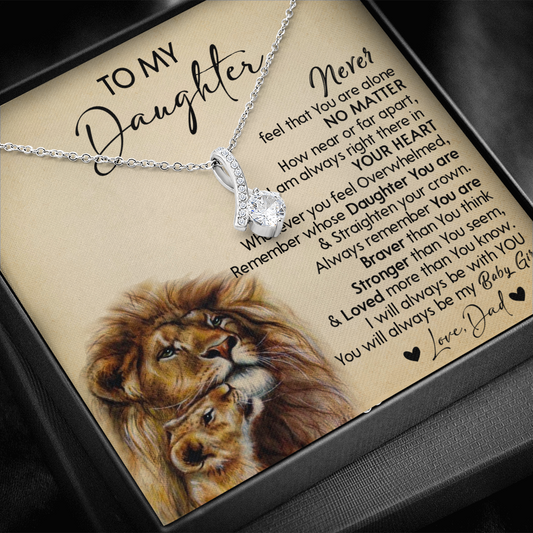 128B Necklace To My Daughter, Gift for Daughter, Birthday Gift, Lion Dad Necklace