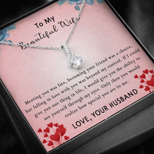 183B Women Necklace To my Beautiful Wife, Valentine Perfect Gift from Husband