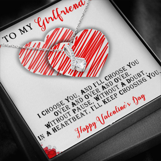 219B - To my Girlfriend Knot Necklace, Cute Love Gift, Valentine Gift from Boyfriend