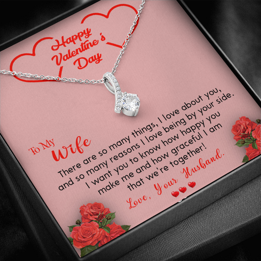 202B - To my Wife Necklace, Happy Valentine's Day Gift Necklace for Beautiful Wife