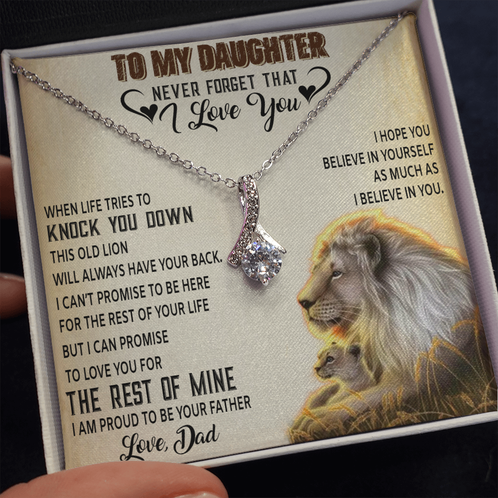 To My Daughter Necklace, Xmas Gift For Daughter From Dad, Daughter Father Lion 527