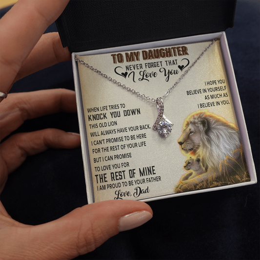To My Daughter Necklace, Xmas Gift For Daughter From Dad, Daughter Father Lion 527