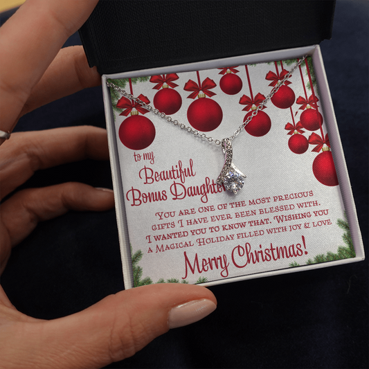 To My Bonus Daughter Christmas Necklace Gift from Stepmom or Stepdad 467