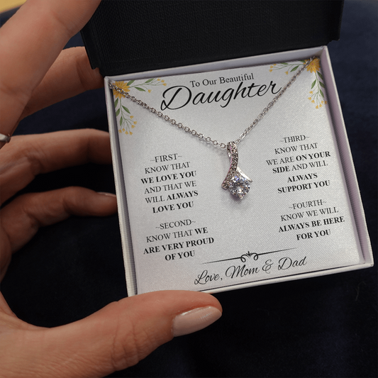 To My Daughter Necklace Knot Gift Birthday, Xmas For Daughter From Mom and Dad 447